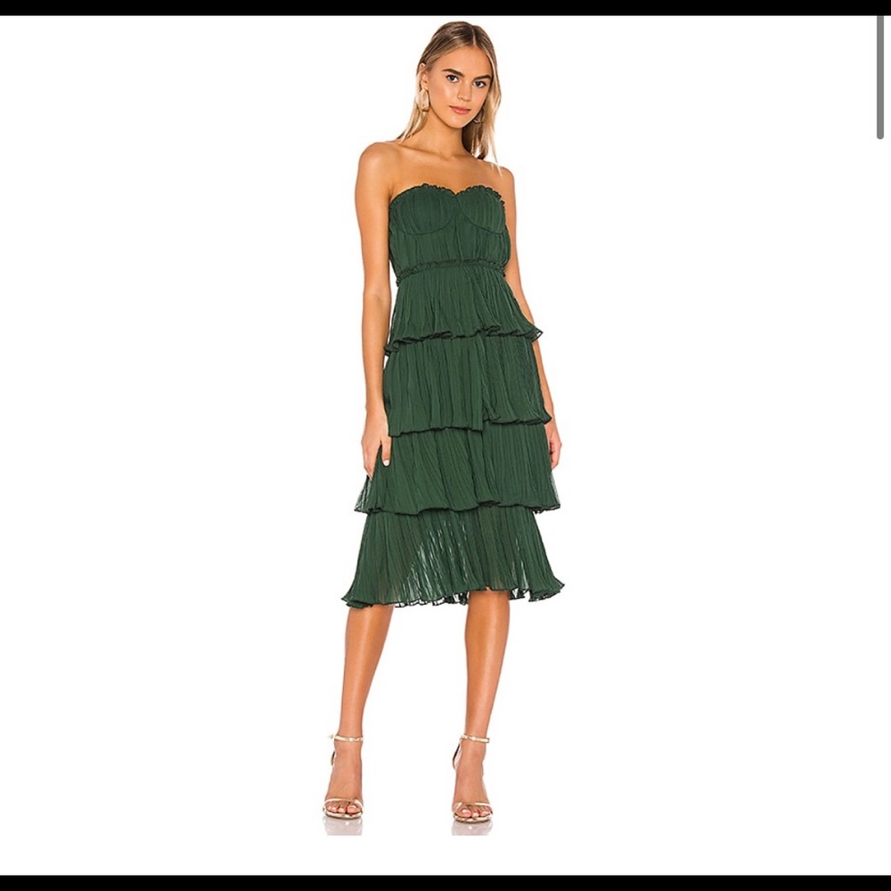 Alex Midi Dress in Emerald Green (Revolve)